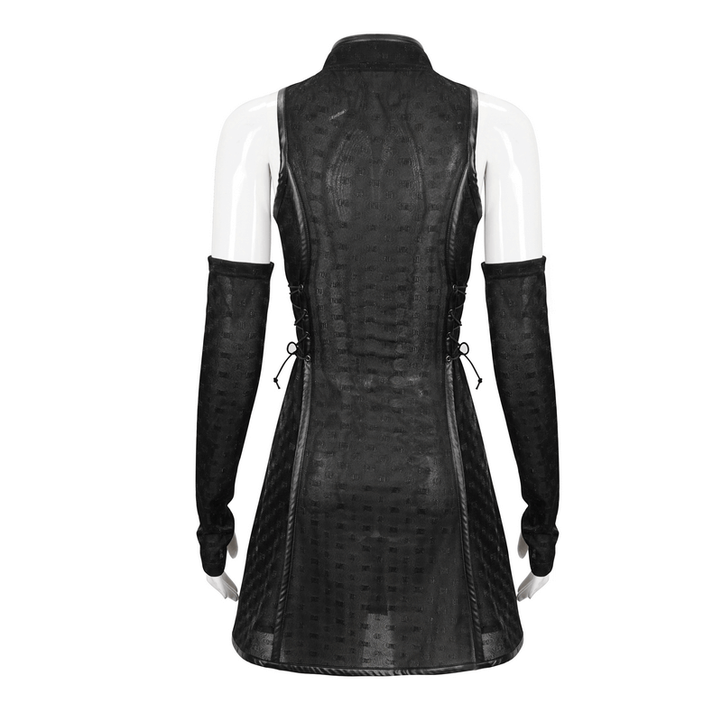 Women's Gothic Dress with Detachable Long Gloves / Sexy Short Dresses with Lace-up on Waist