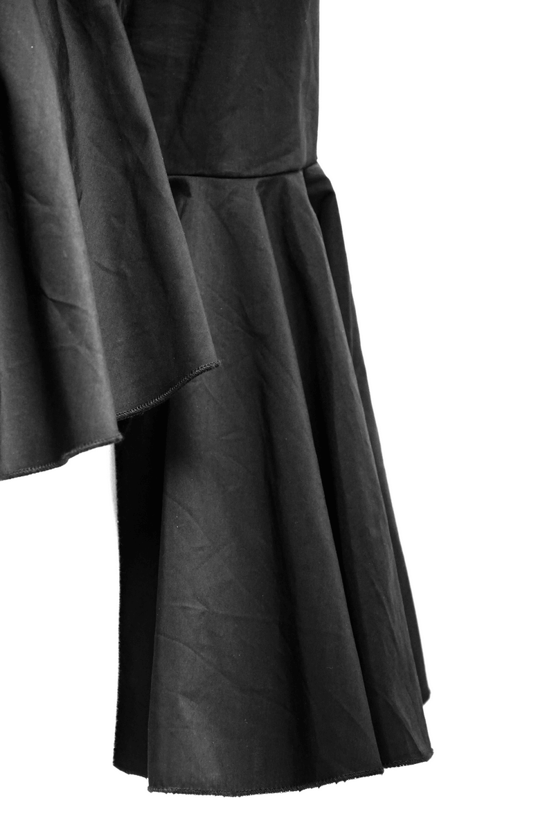 Black gothic blouse with flared sleeves and asymmetric hem, perfect for trendy women's fashion.