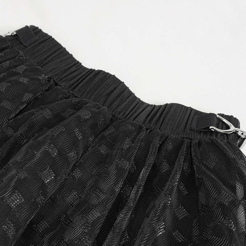 Women's Irregular Layered Mesh Skirt in Grunge Style / Short Black Skirt with Elastic Waistband