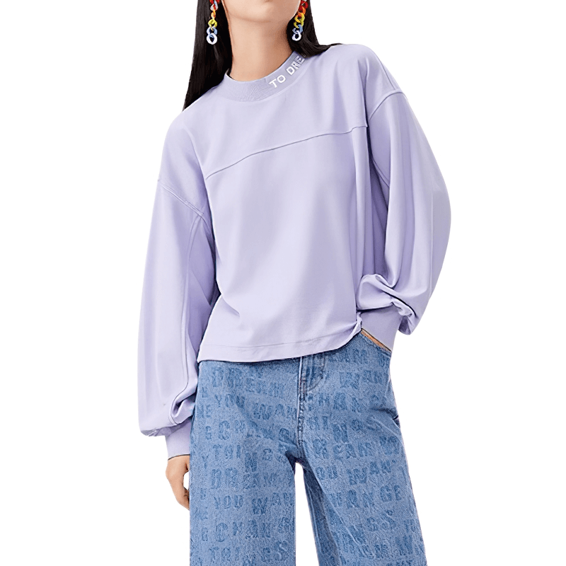 Women's Loose Long Sleeves Sweatshirt / Female O-Neck Wide Short Pullovers