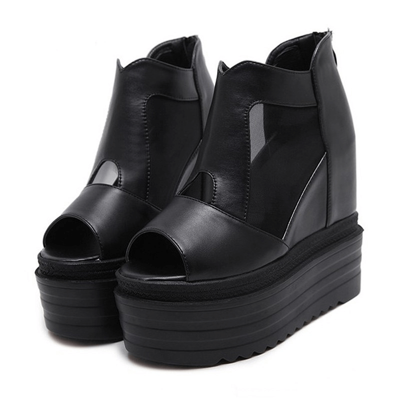 Stylish women's open-toe wedge sandals with platform sole, perfect for casual outfits and breathability.