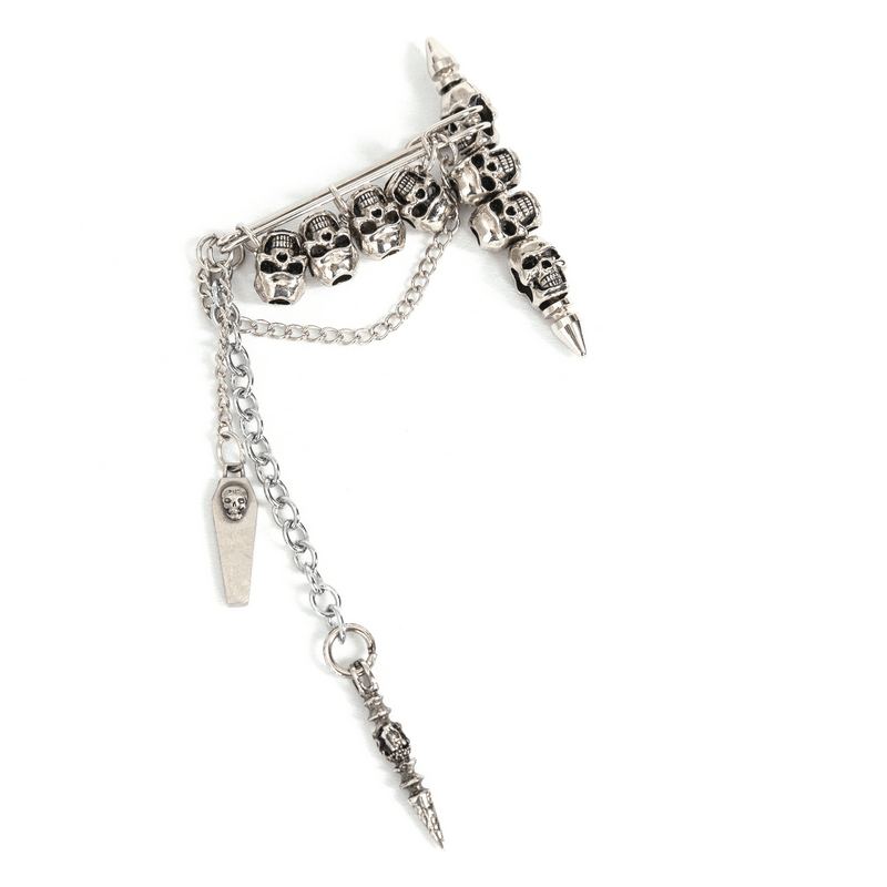 Women's Skulls Chain Brooch in Gothic Style / Incredible Accessory for Your Alternative Look