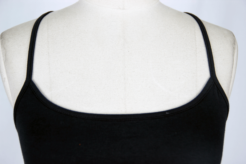 Women's Steampunk Black Asymmetric Camisole / Gothic Female Sleeveless Cotton Tank Tops