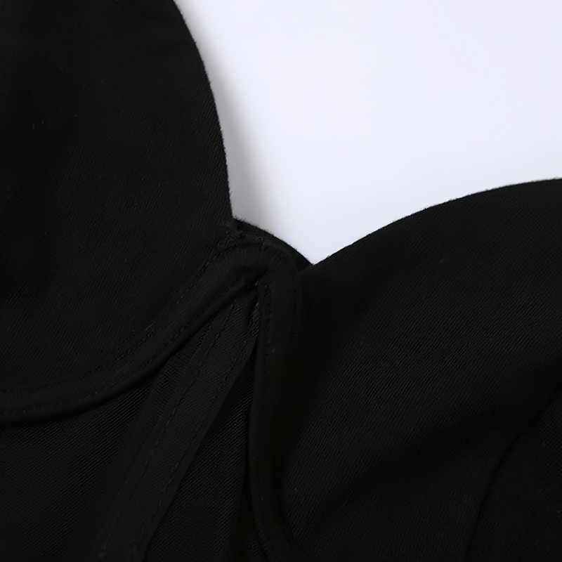 Women's Strap A-Line Short Dress / Black Sexy Bodycon Dress / Glamorous Female Clothing