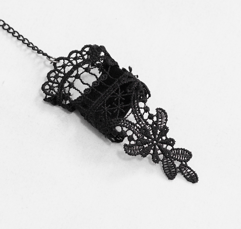 Women's Victorian Gothic Black Lace and Chain Gloves / Alternanive Sexy Accessories for Lady