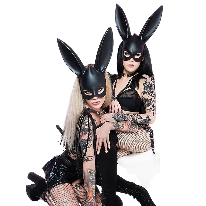Women wearing sexy rabbit masks for cosplay and erotic BDSM-themed games, showcasing stylish and seductive accessories.