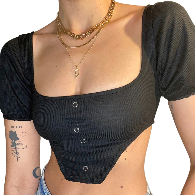 Women Sexy Gothic Crop Top / Ladies Short Clothing / Hollow Out Sexy Streetwear - HARD'N'HEAVY