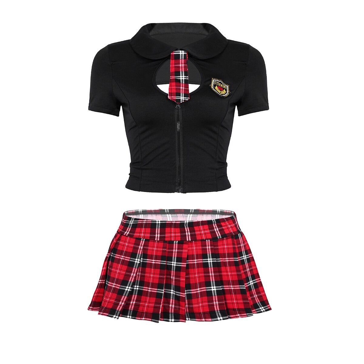 Women's Adults Schoolgirl Cosplay Uniform / Femme Sexy Costume / Top with Plaid Pleated Mini Skirt - HARD'N'HEAVY