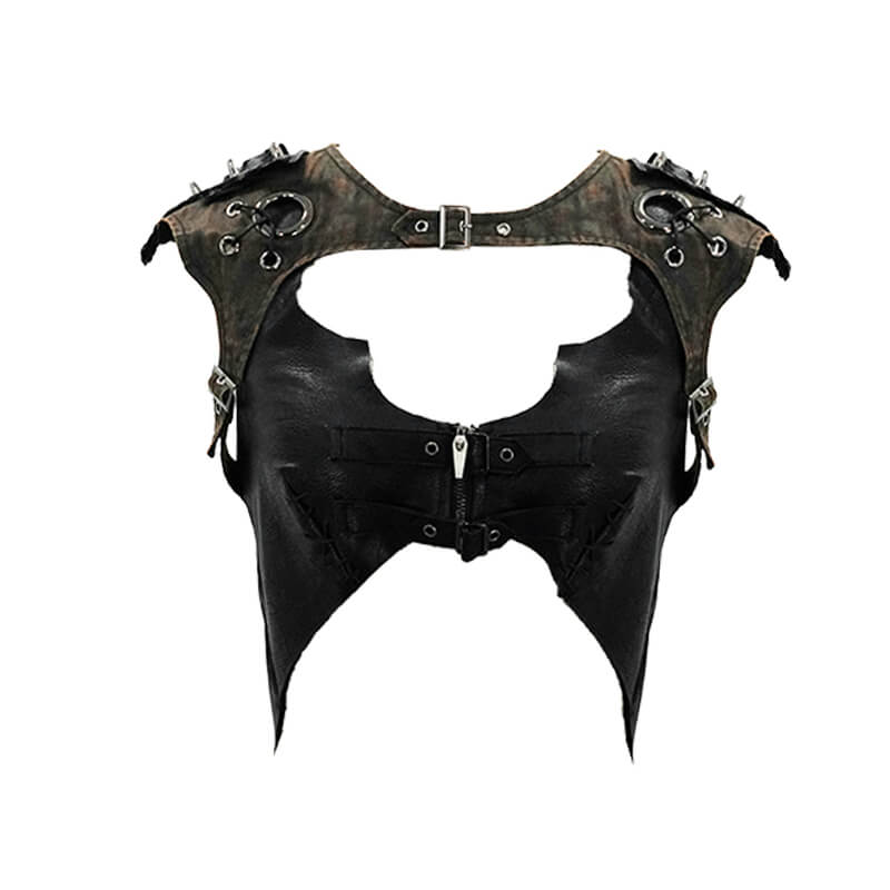 Women's Backless Lace-up PU Leather Corset in Punk Style / Female Alternative Clothing - HARD'N'HEAVY