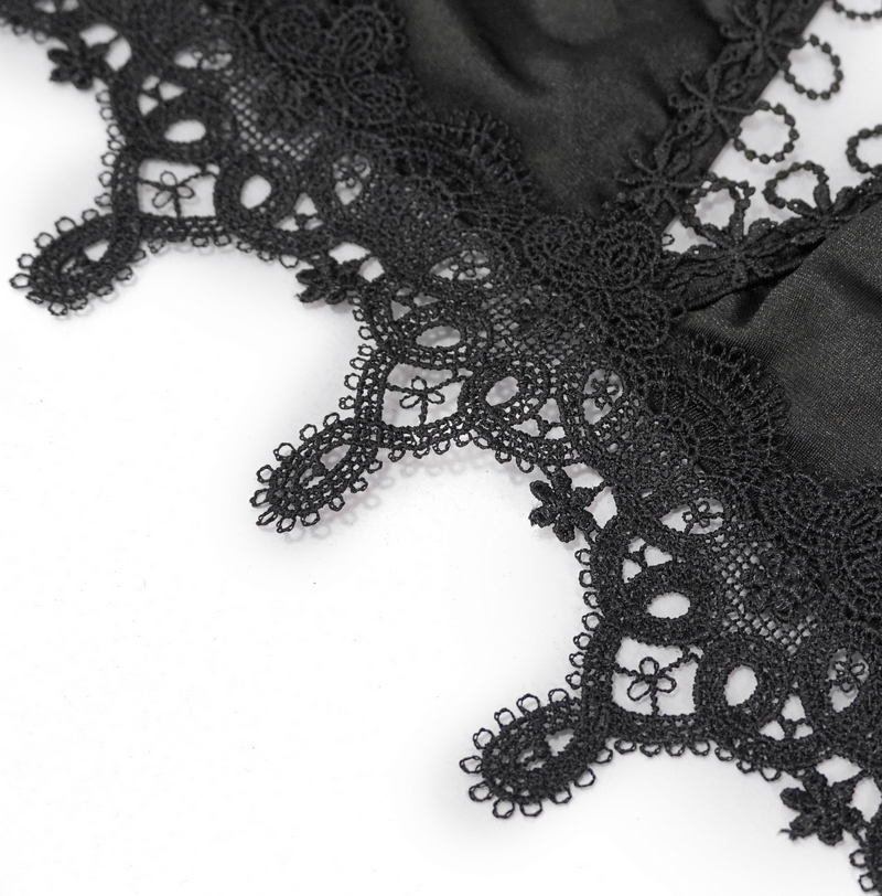 Women's Black Bikini with Choker / Gothic Lace Appliqued Swimsuit Set - HARD'N'HEAVY