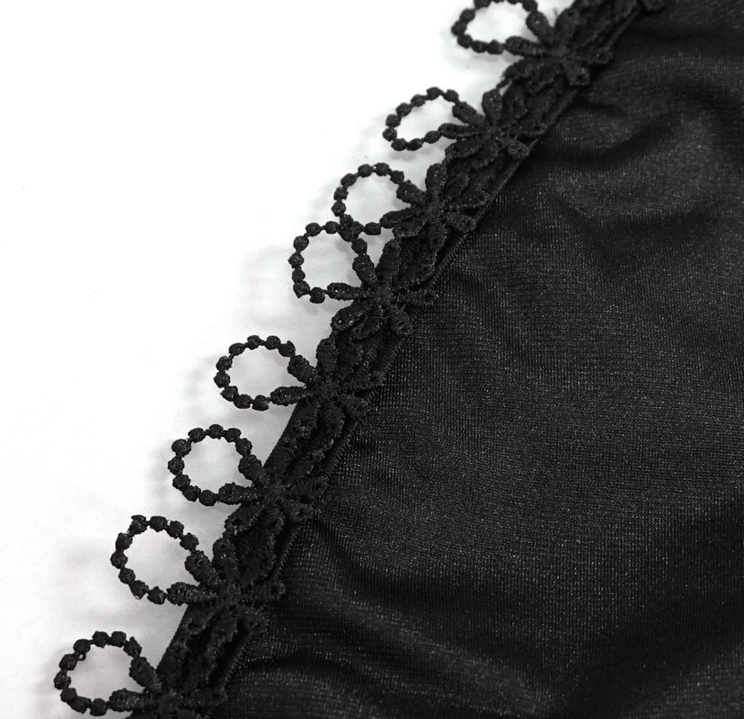 Women's Black Bikini with Choker / Gothic Lace Appliqued Swimsuit Set - HARD'N'HEAVY