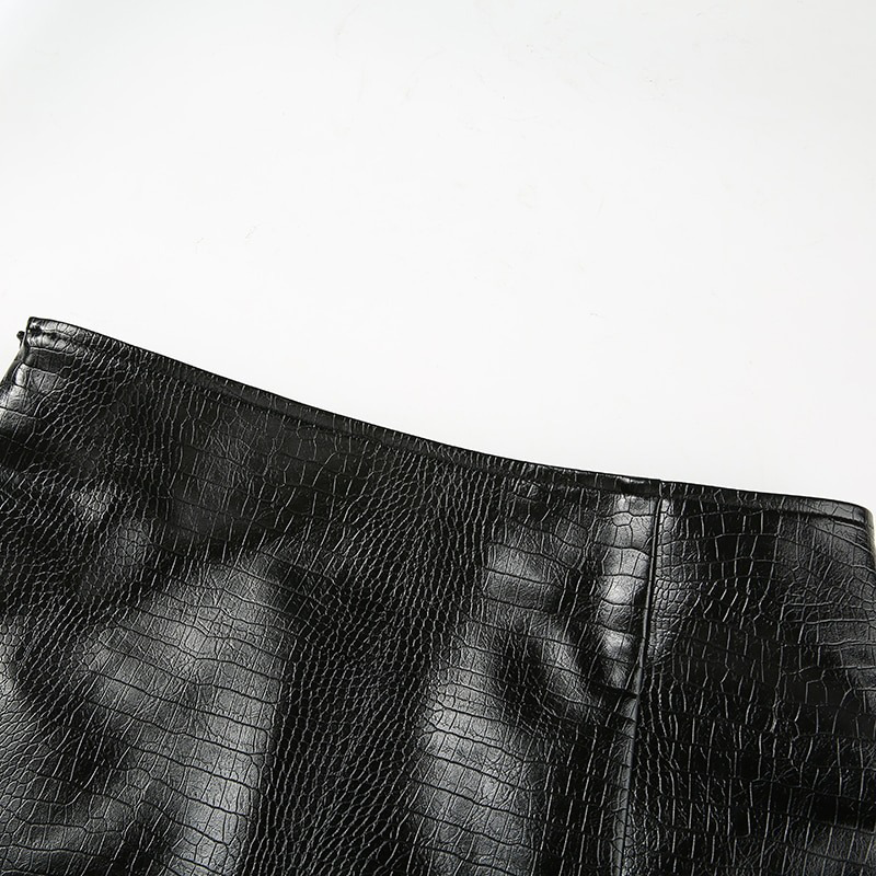 Women's Black Mini PU Leather Skirt / Sexy Pencil Skirts High Waist - HARD'N'HEAVY