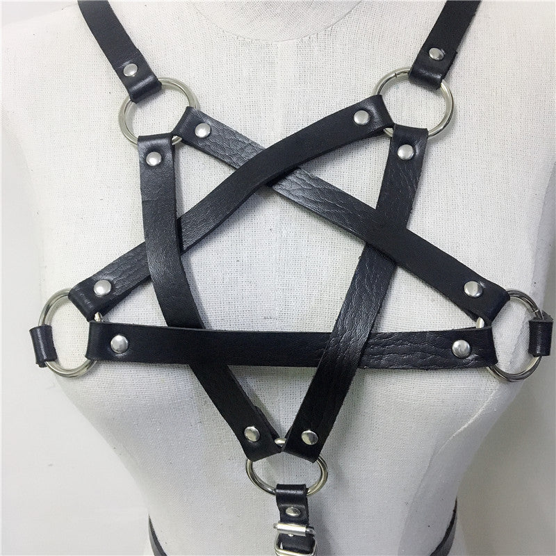Women's Body Harness with Pentagram in Gothic Style / Sexy Bra Belts Body Bondage / Gothic Garters - HARD'N'HEAVY