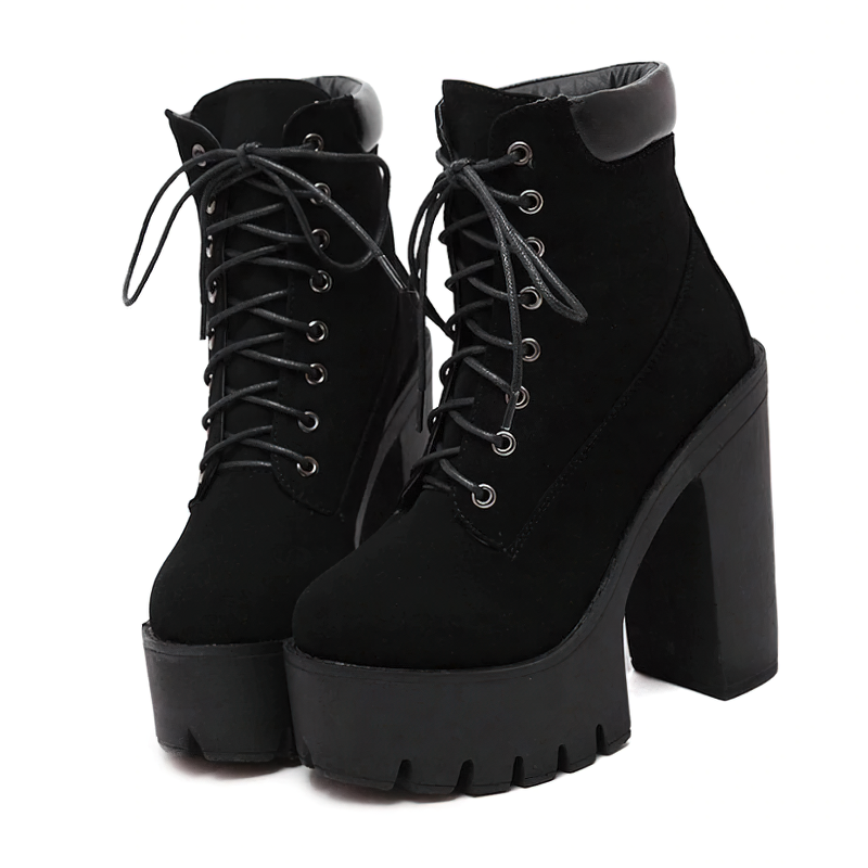 Women's Classic High-heeled Boots / Waterproof Platform Ankle Boots - HARD'N'HEAVY