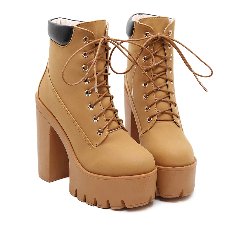 Women's Classic High-heeled Boots / Waterproof Platform Ankle Boots - HARD'N'HEAVY
