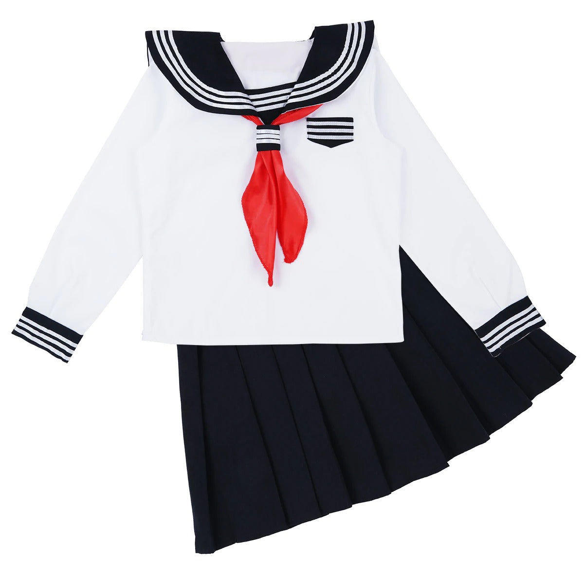Women's Cosplay Costume Sailor Uniform / Long Sleeve Shirt With Pleated Skirt And Neckerchief - HARD'N'HEAVY