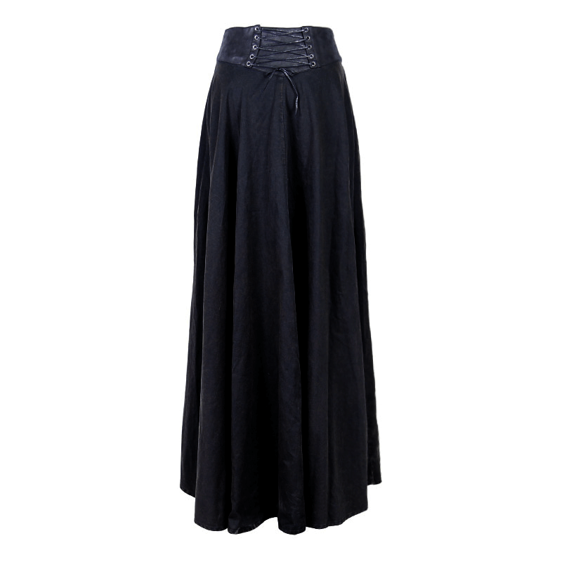 Women's Cotton Long Skirts / Steampunk Gothic Black High Waist Skirts - HARD'N'HEAVY