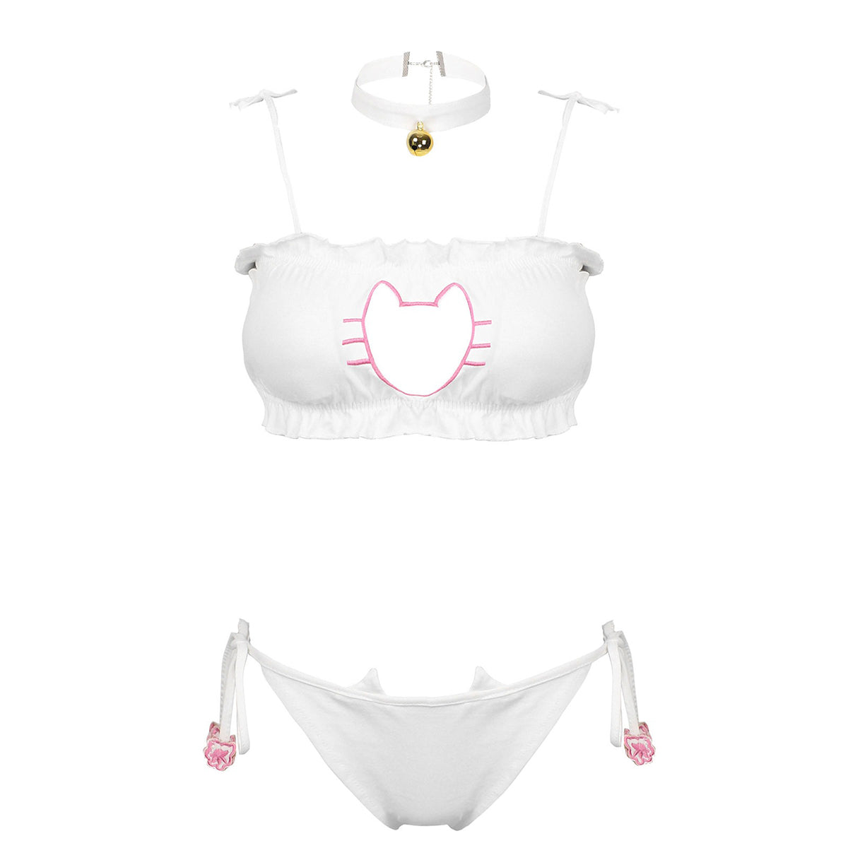 Women's Cute Cat Cosplay Costume / Sexy Role Play Underwear / Padded Bra With Briefs And Neck Ring - HARD'N'HEAVY