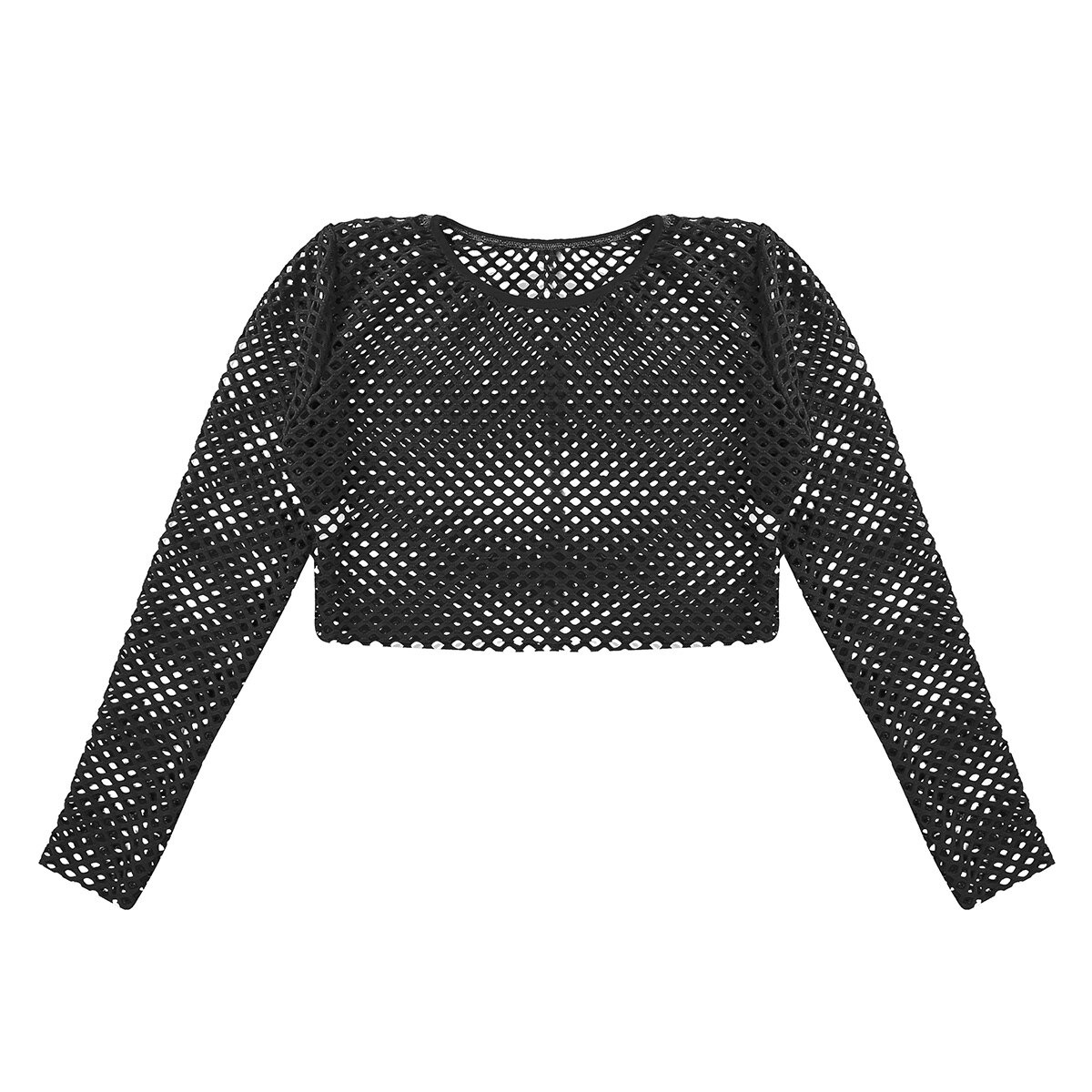 Women's Elastic Fishnet Cropped Top / Transparent Long Sleeve Tops / Female Sexy Summer Clothing - HARD'N'HEAVY
