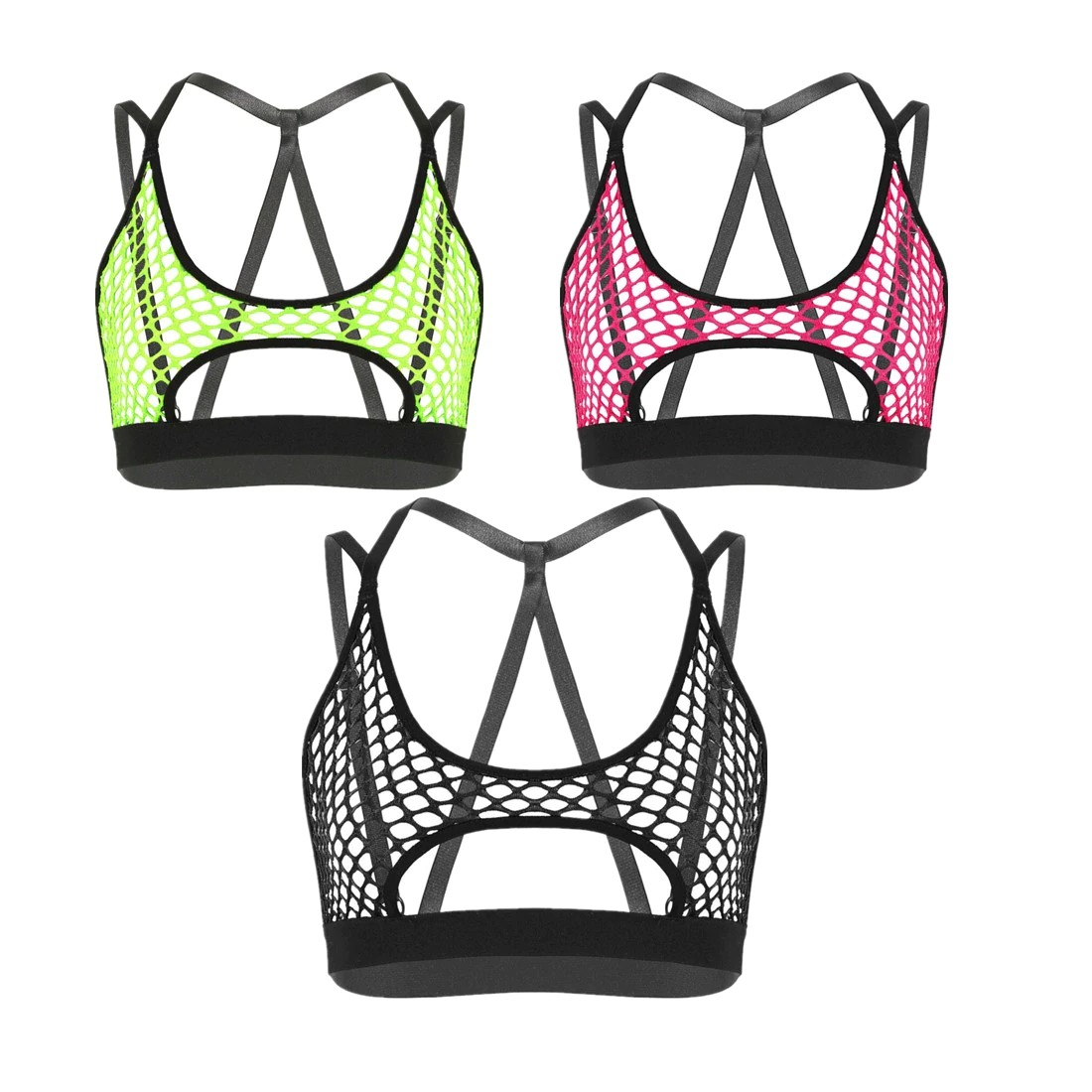 Women's Elastic Mesh Top with Cutout / Sexy Vest Crossed on the Back - HARD'N'HEAVY