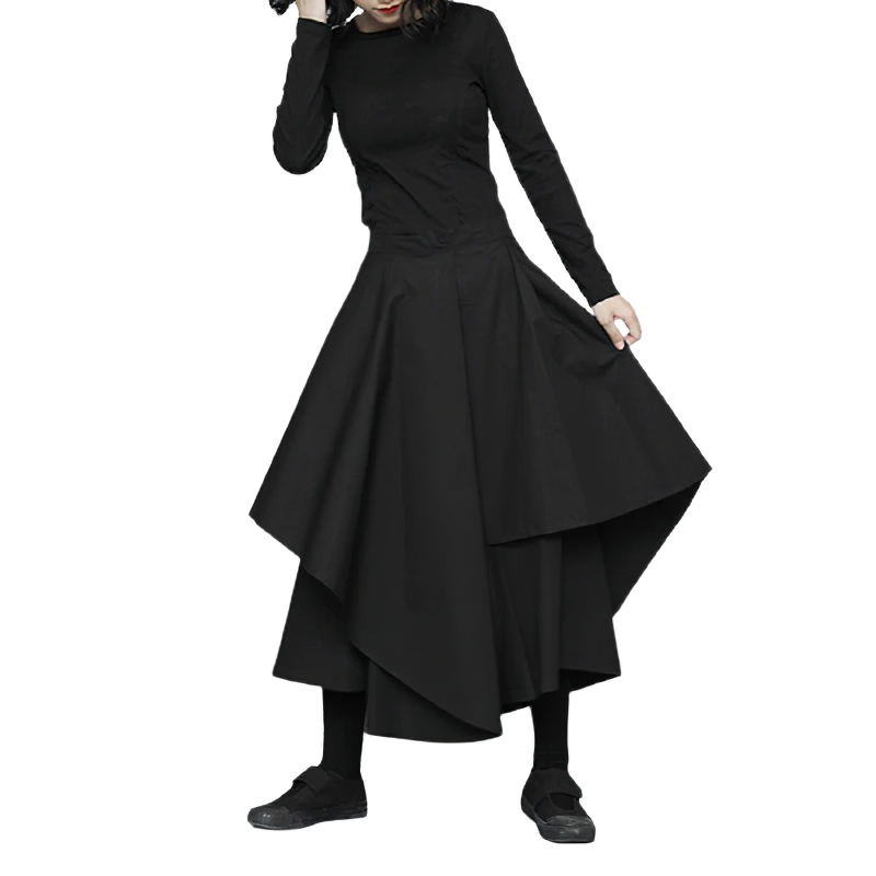 Women's Fashion Black Skirt Pant / New Loose Fit Pants for Lady With High Waist - HARD'N'HEAVY