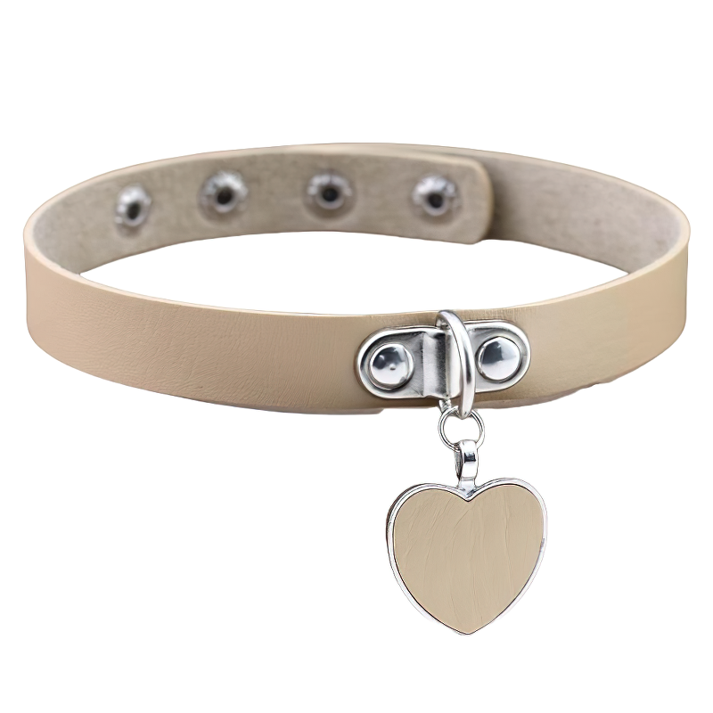 Gothic style women's choker necklace in PU leather with a zinc alloy heart pendant, perfect for rock and alternative outfits.