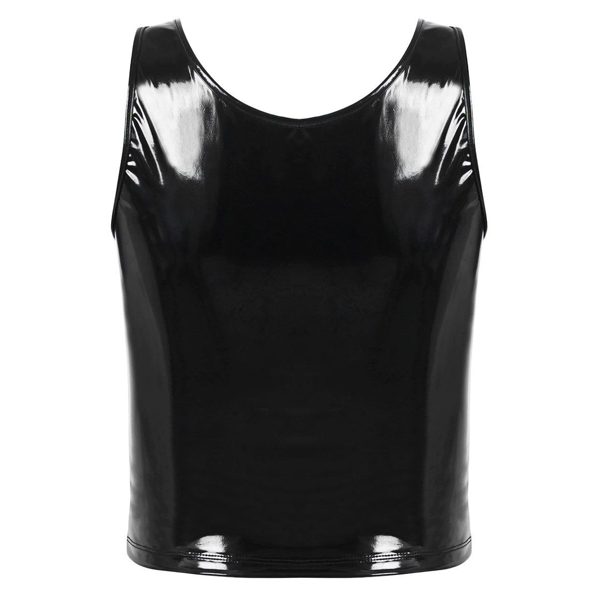 Women's Fashion Patent Leather Tank Top with Zipper / U Neck Sleeveless Tops for Pole Dancing - HARD'N'HEAVY