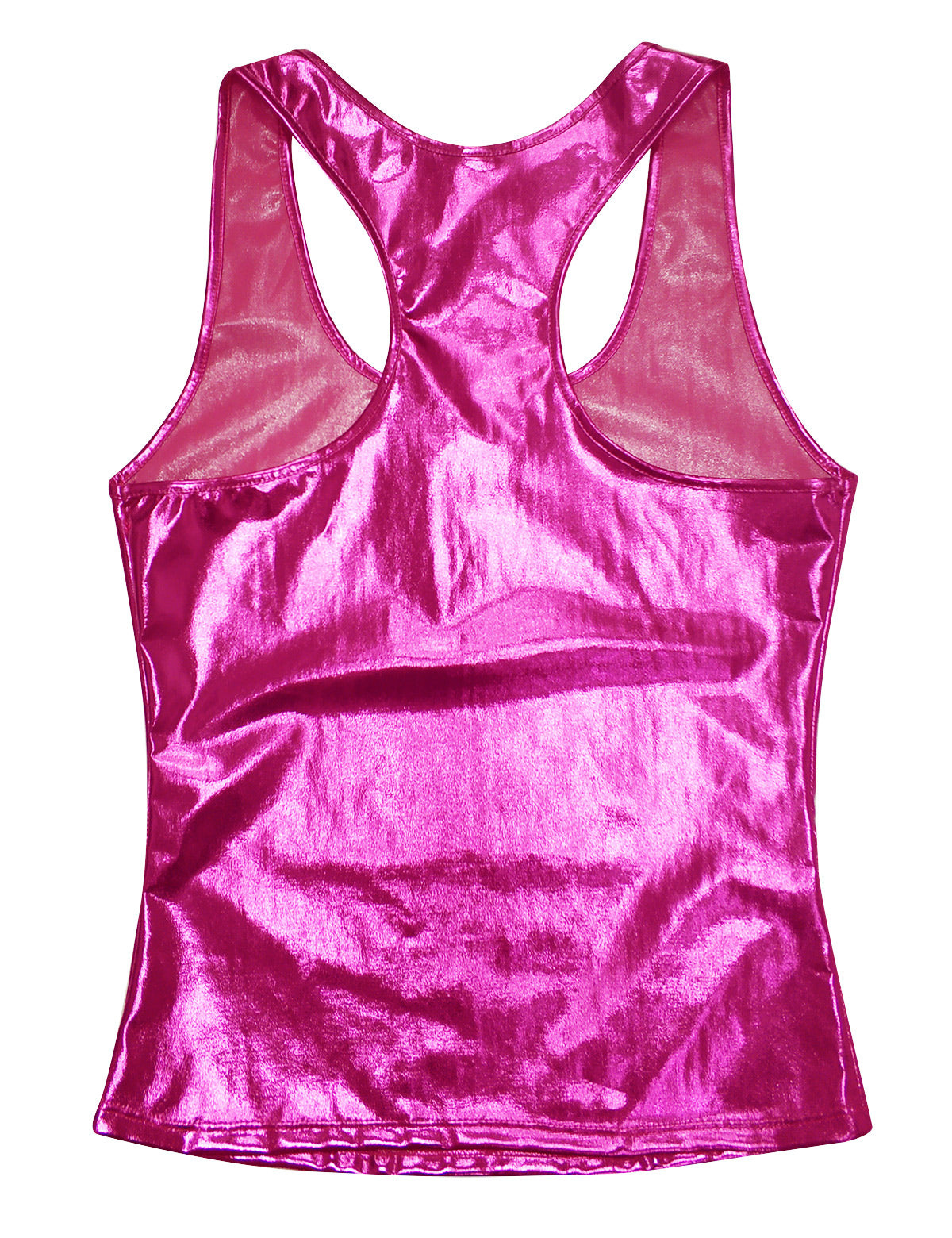 Shiny pink women's rock style tank top, perfect for summer parties and showcasing your unique fashion sense.