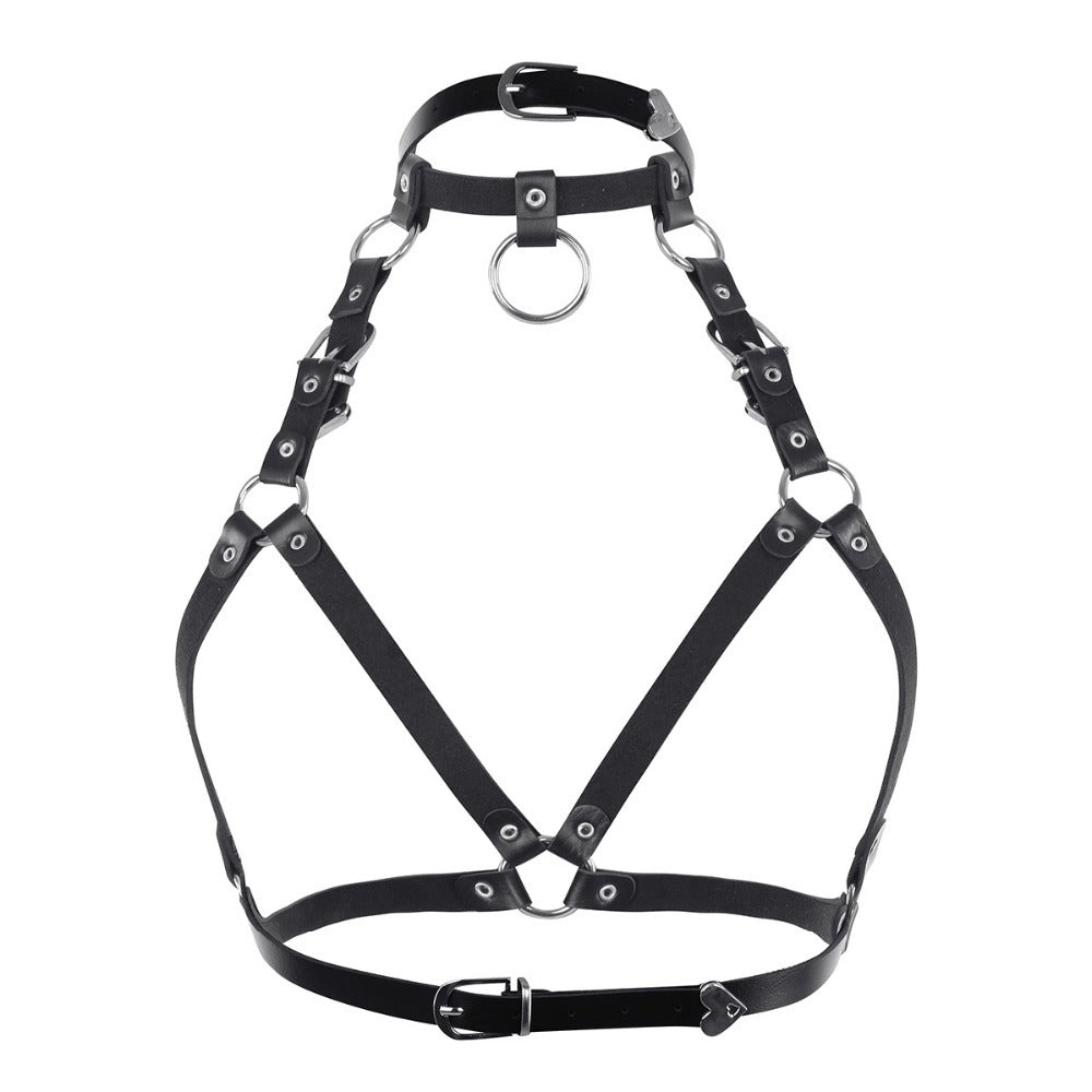 Women's Faux Leather Adjustable Body Chest Harness / Ladies Hot Sexy Gothic Caged Bra Waist Belt - HARD'N'HEAVY