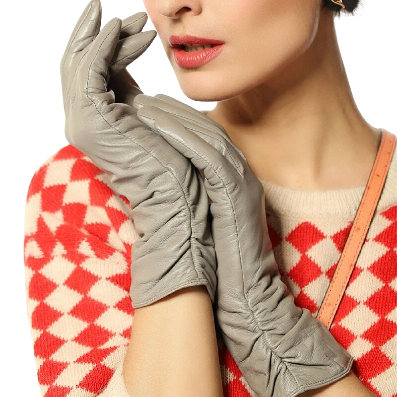Women's Genuine Leather Gloves / Female Warm Velvet Lined Gloves / Fashion Trend Mittens - HARD'N'HEAVY