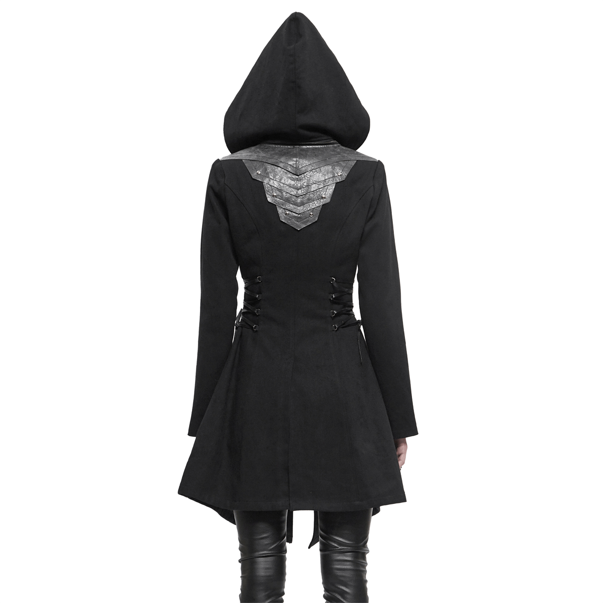 Women's Gothic Long Sleeve Coat With Detachable Hooded / Fashionable Black Fitted Coats with Zipper - HARD'N'HEAVY