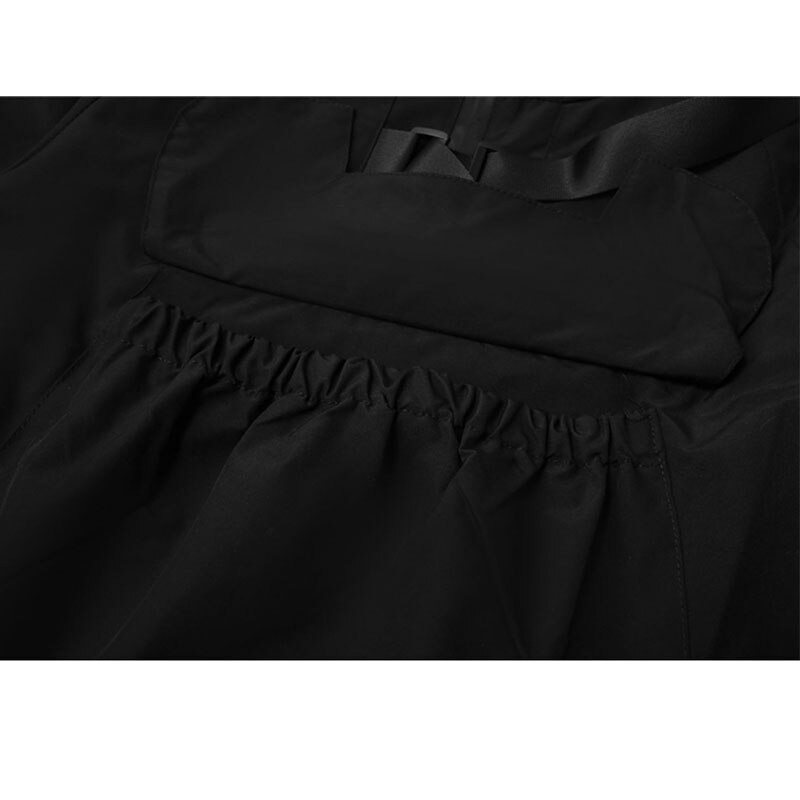 Women's Gothic Long Sleeve Pocket Lace Up Hoodies / Female Loose Black Sweatshirts with Hoody - HARD'N'HEAVY