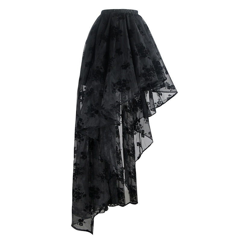 Women's Gothic Skirt / Female Steampunk Maxi Lace Floral Ball Skirts / Vintage Gothic Clothing - HARD'N'HEAVY