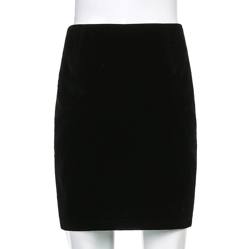 Women's Gothic Style Velvet Mini Skirt / High Waist Black Skirt / Sexy Vintage Clothing - HARD'N'HEAVY