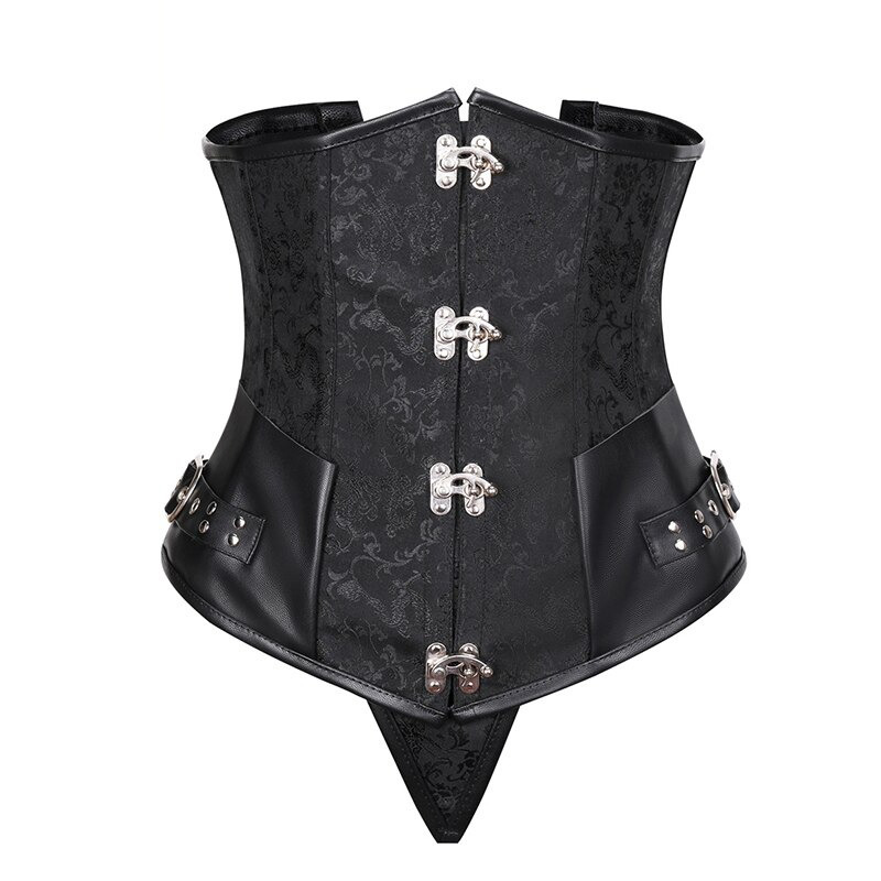 Women's Gothic Underbust Corset / Steampunk Corset Vest with Vintage Print - HARD'N'HEAVY