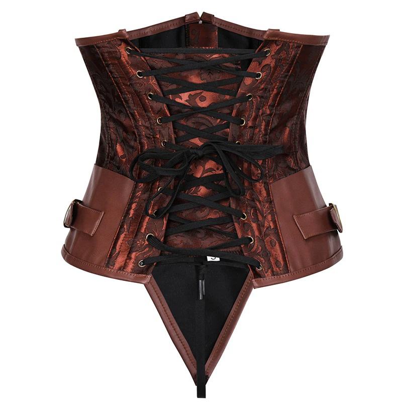 Women's Gothic Underbust Corset / Steampunk Corset Vest with Vintage Print - HARD'N'HEAVY