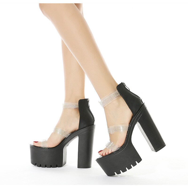 Stylish women's heeled sandals with rhinestones, perfect for elevating any aesthetic wardrobe.
