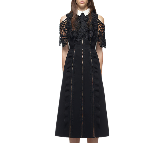 Women's Long Dress with Sleeve / Elegant Lace Hollow Out Summer Dresses