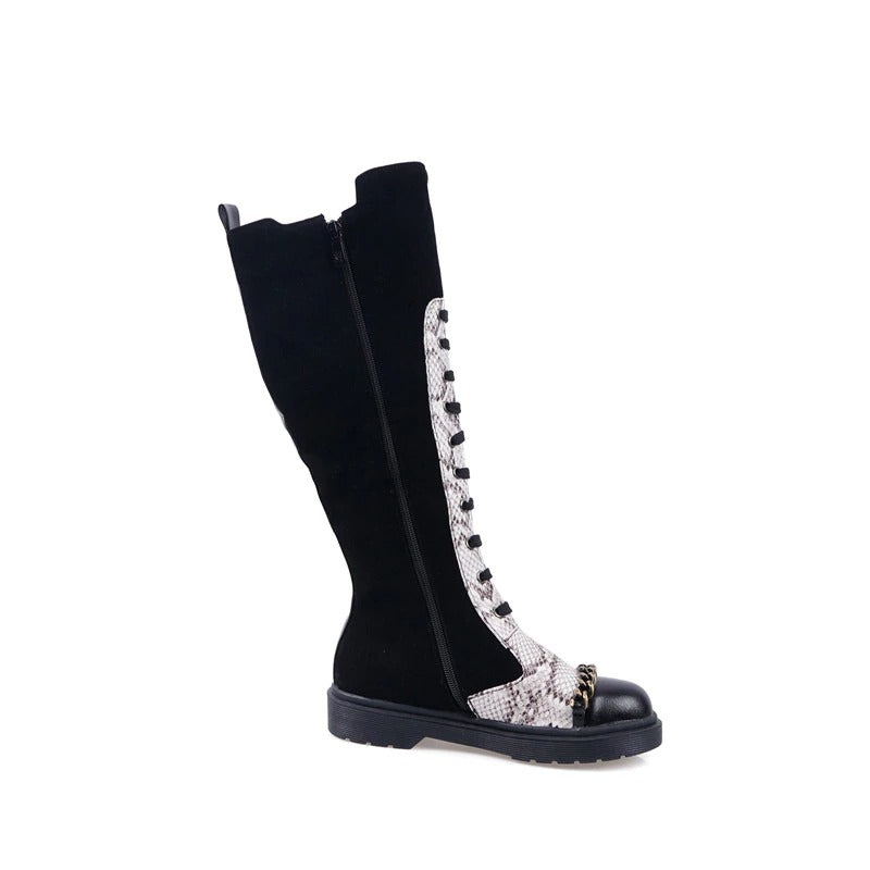 Women's Knee High Boots / Snake Chain Autumn and Winter Boots with Zip / Female Fashion Shoes - HARD'N'HEAVY