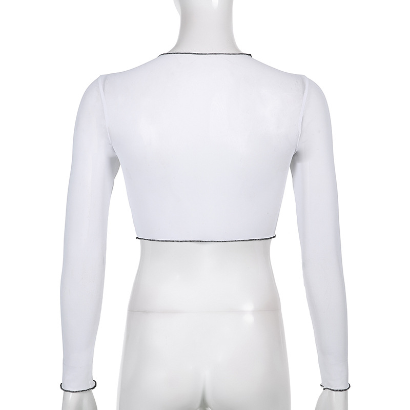 Women's Long Sleeve Slim Crop Top / Sexy Vintage White Short Top - HARD'N'HEAVY