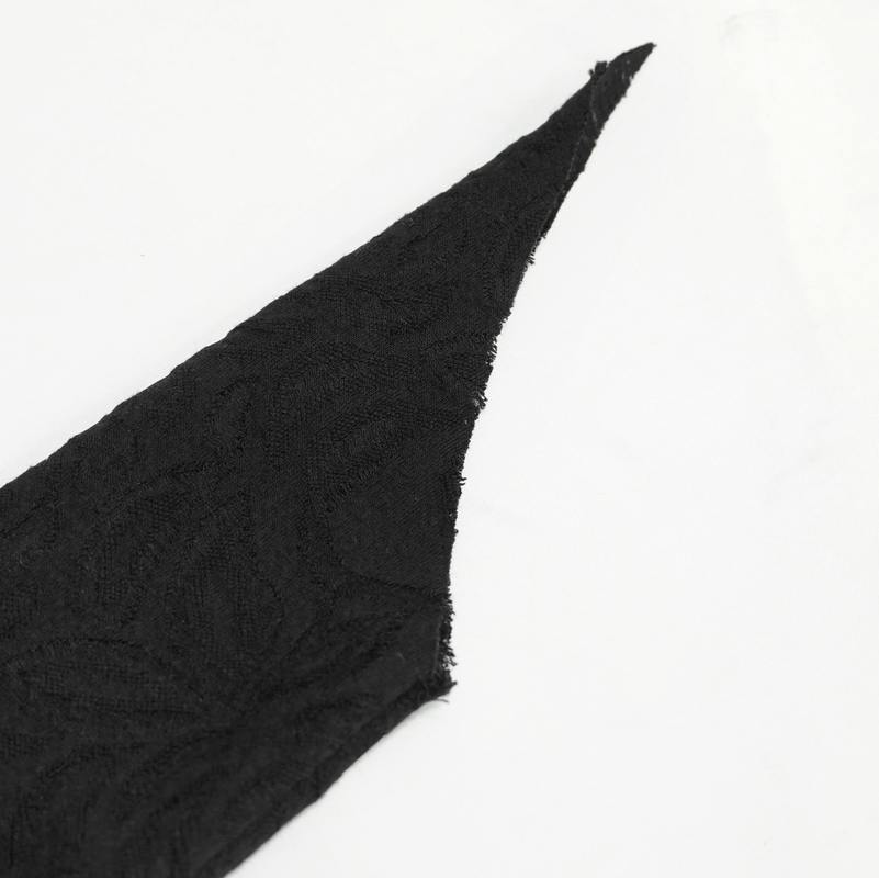 Close-up of a gothic black fabric sleeve with decorative texture details, ideal for stylish long sleeve tops.
