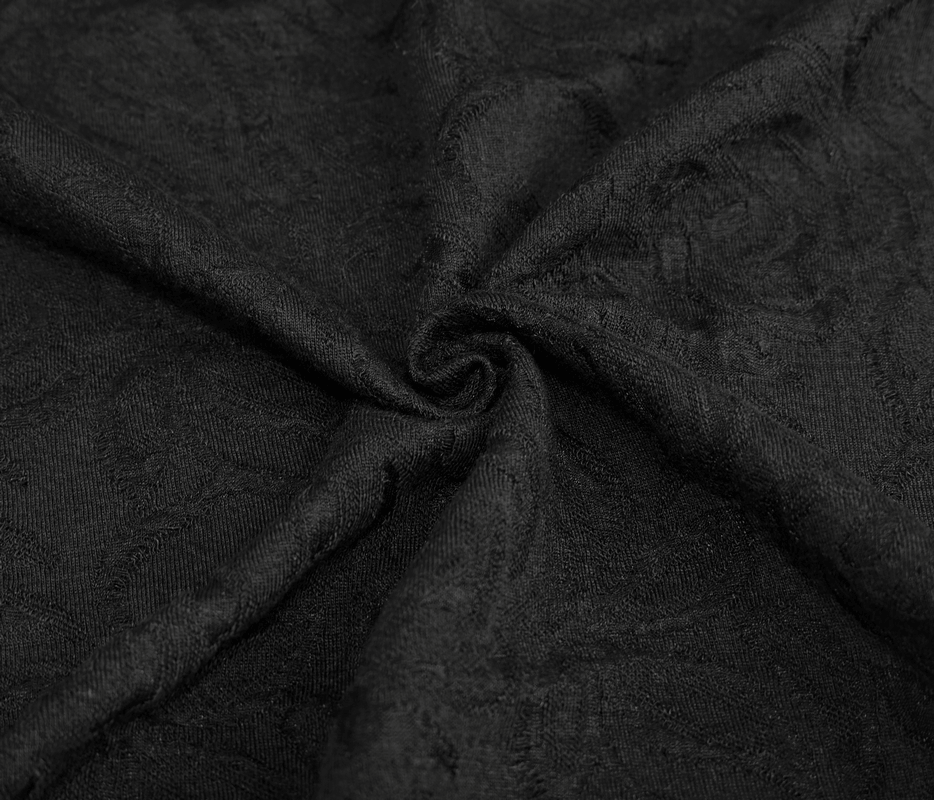 Close-up of soft black fabric, showcasing a textured pattern, perfect for stylish gothic long sleeve tops.