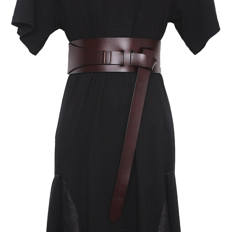Women's Luxury Designer Belt for Dress / Soft Wide Long PU Leather Belt - HARD'N'HEAVY