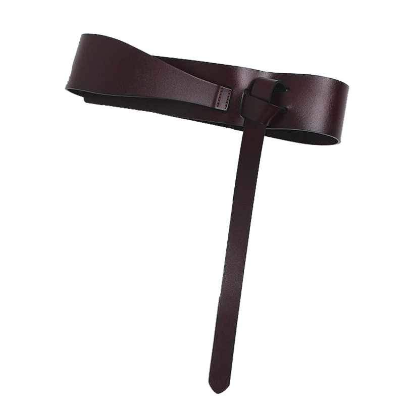 Stylish women's luxury designer PU leather belt in brown for dress, perfect to accentuate your waist and elevate outfits.