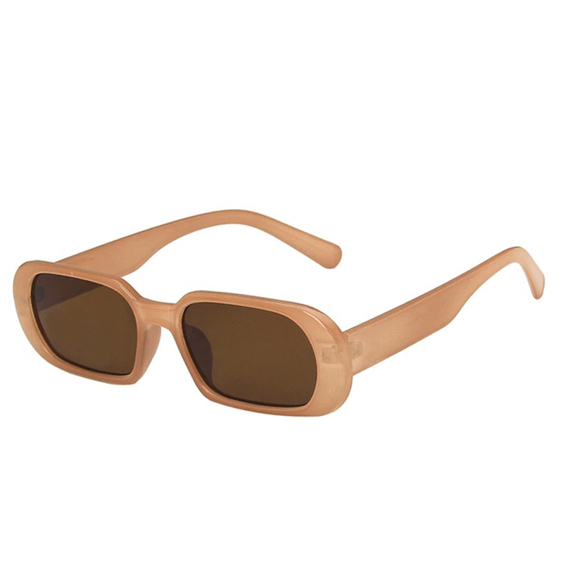 Women’s luxury small oval sunglasses in tan with brown lenses for stylish summer looks.