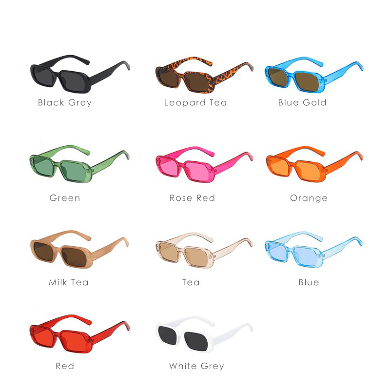 Collection of women's luxury small oval sunglasses in various colors including black, green, blue, and pink.