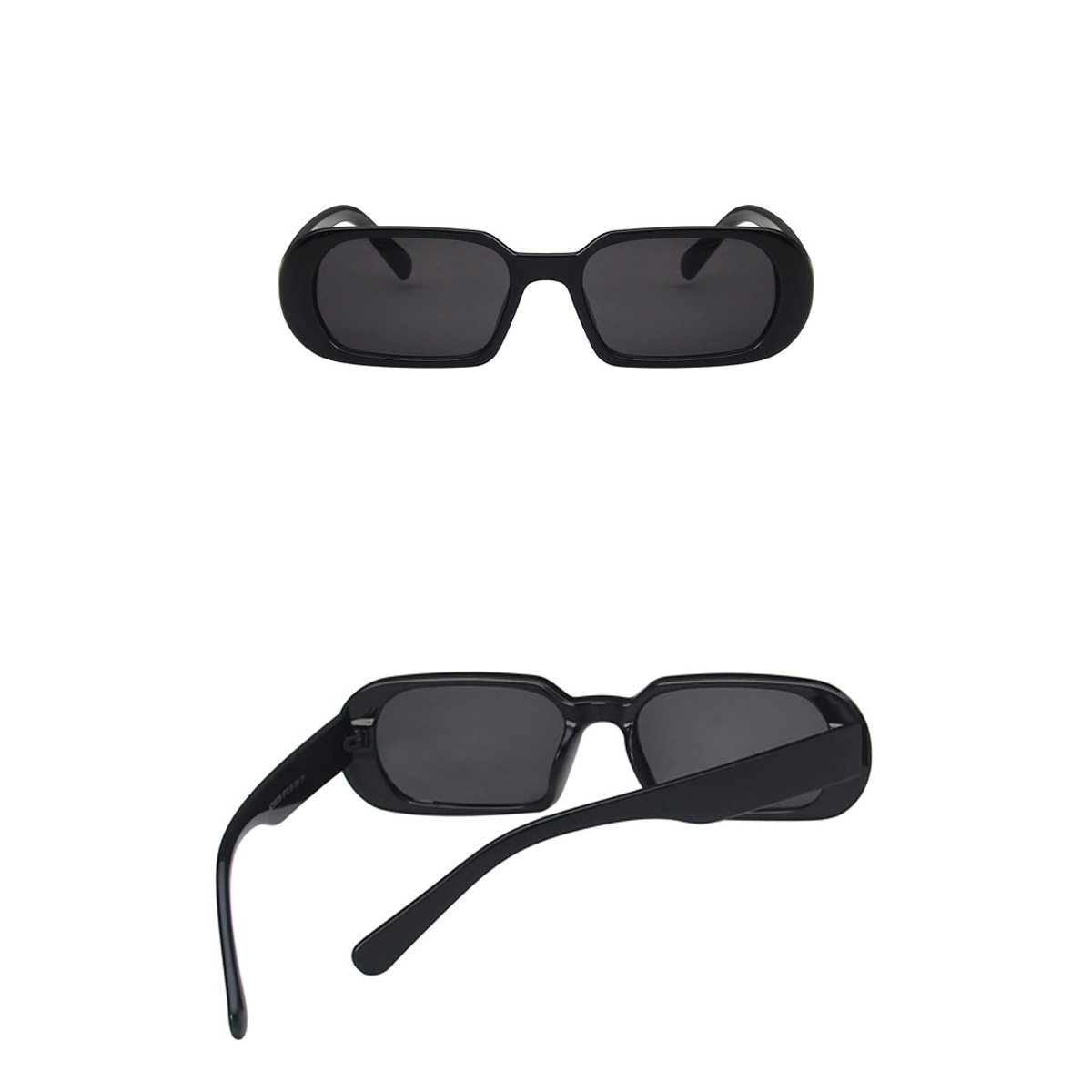 Women's luxury small oval sunglasses in black with UV400 protection, a stylish casual eyewear choice.