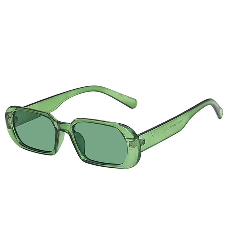 Women's luxury small oval sunglasses in trendy green color, providing UV400 protection and stylish casual flair.