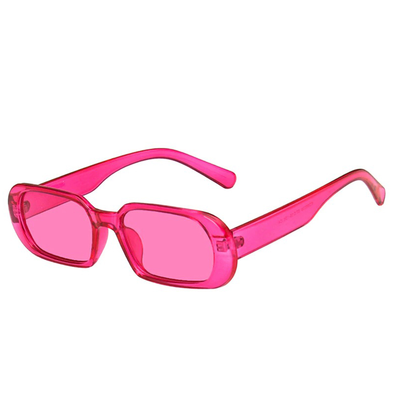 Women's luxury small oval sunglasses in vibrant pink with UV400 protection, perfect for casual outfits.