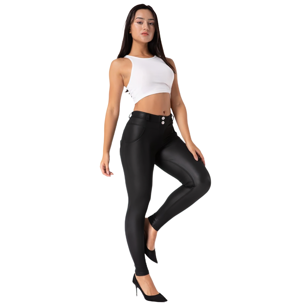 Women's Matte Black PU Leather Pants / Skinny Stretch Pencil Trousers / Alternative Fashion - HARD'N'HEAVY